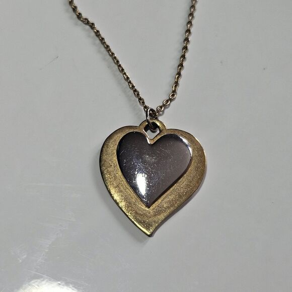 *Sale* Signed Artistry Heart Pendant Necklace Vintage Gold Silver Tone 14 - 17" - Picture 14 of 14